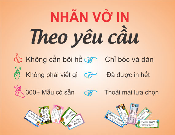 Nhãn vở in thông tin theo yêu cầu